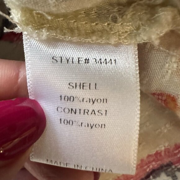 Skies Are Blue Blouse Women’s Small Boho 3/4 Sleeve Floral Print White Pink Blue - Picture 8 of 12